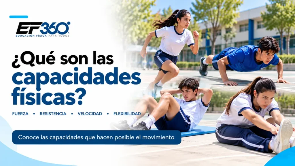 Estudiantes realizando actividades de fuerza, resistencia, velocidad y flexibilidad, imagen del artículo «¿Qué son las capacidades físicas?» de EF 360.