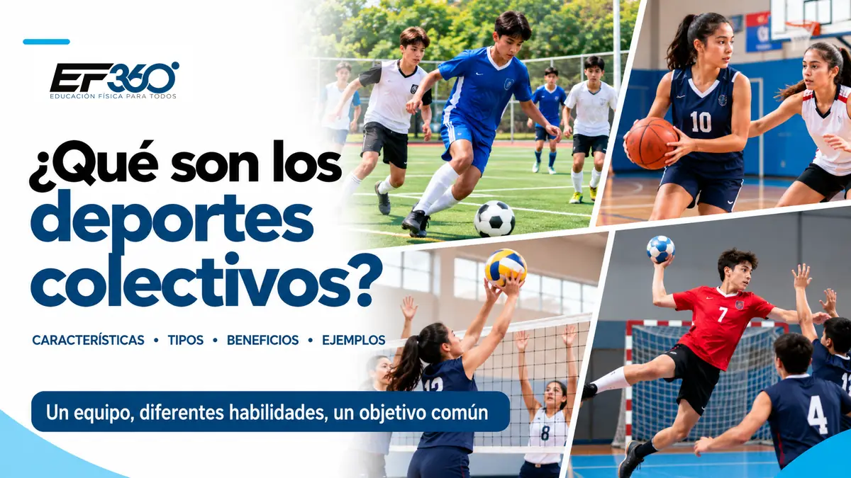 Estudiantes practicando fútbol, baloncesto, voleibol y balonmano, imagen del artículo «¿Qué son los deportes colectivos?» de EF 360.