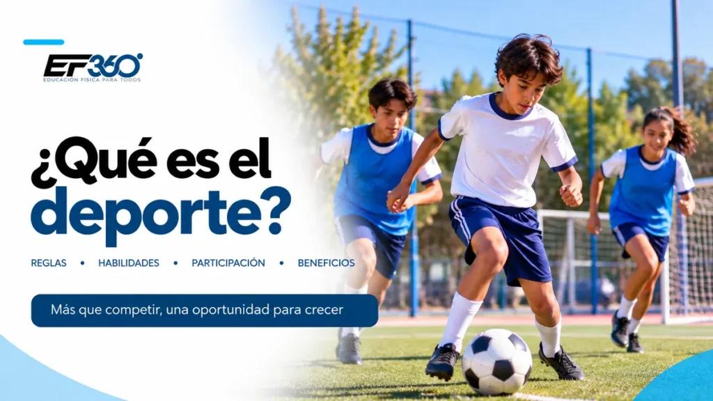 Estudiantes practicando fútbol en una cancha escolar, imagen del artículo «¿Qué es el deporte?» de EF 360.