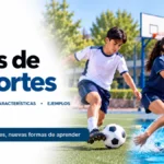 Estudiantes practicando fútbol, baloncesto, natación y artes marciales, imagen del artículo «Tipos de deportes» de EF 360.